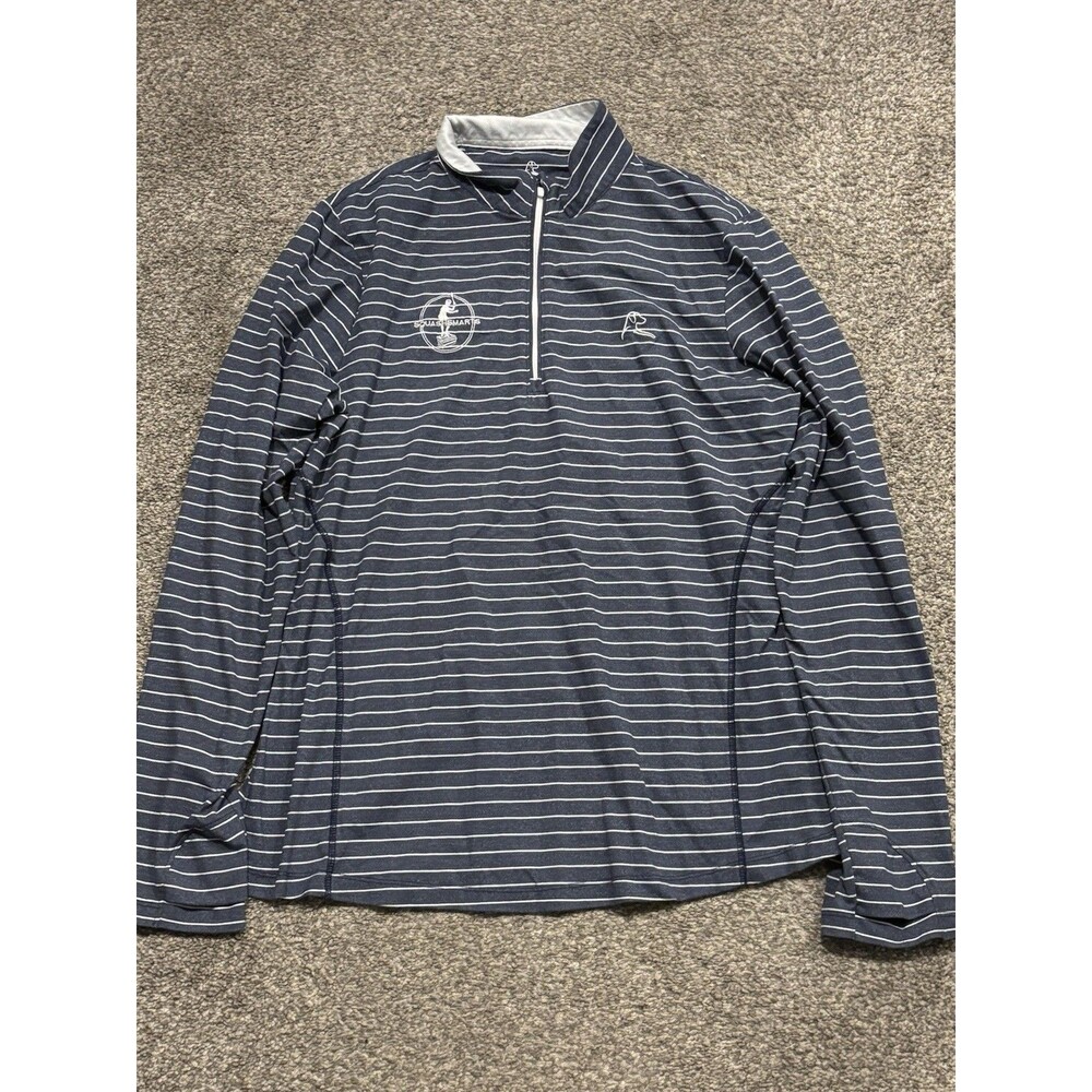 Rhoback Quarter Zip Jacket Women's Size Large Blue Striped Logo